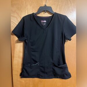 Healing Hands Purple Label Women's Juliet V-Neck Yoga Scrub Top Black Medium